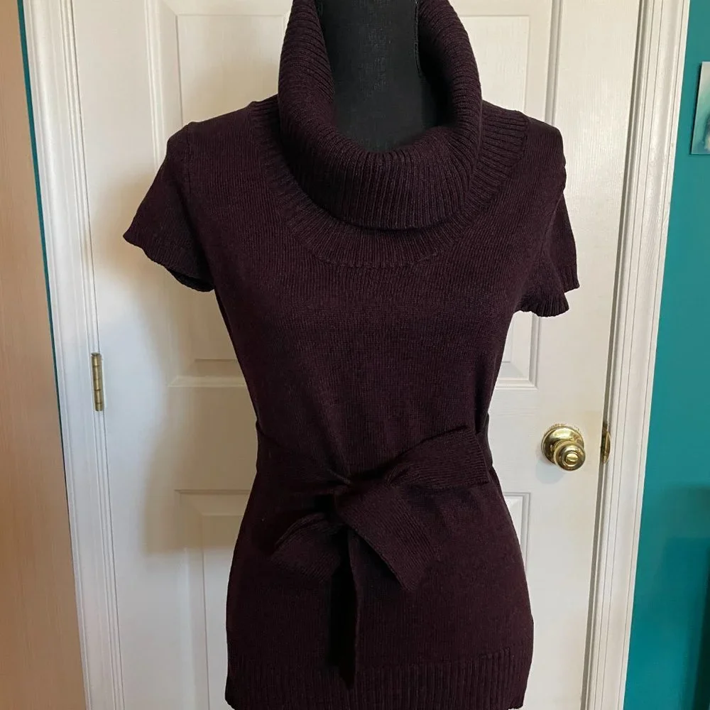 Like New! INC International Concepts Plum Short Sleeve Silk Blend Sweater Size S - Picture 12 of 15